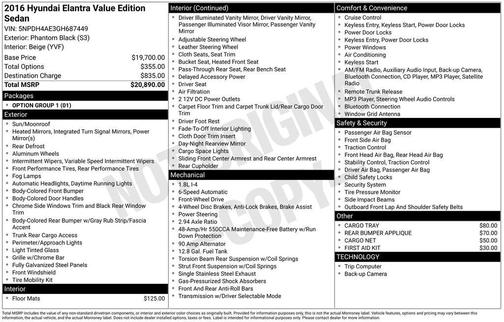 2016 Hyundai ELANTRA Value Edition