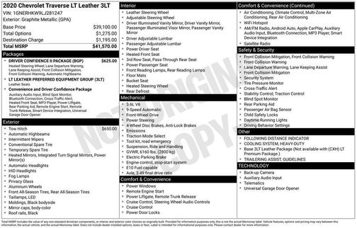 Graphite Metallic 2020 Chevrolet Traverse LT Leather