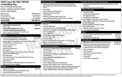 2022 Lexus RX 350 F SPORT Handling