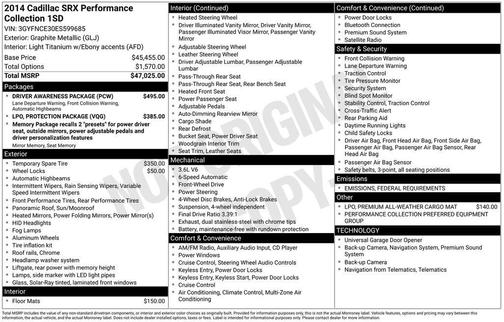 2014 Cadillac SRX Performance Collection