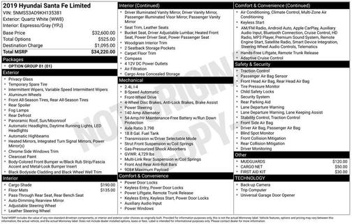 2019 Hyundai SANTA FE Limited 2.4