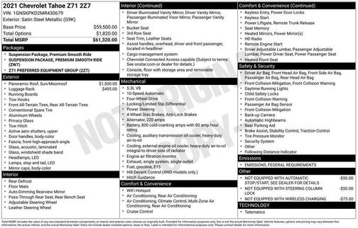 2021 Chevrolet Tahoe 4WD Z71