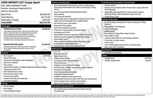 2008 INFINITI G37 Sport