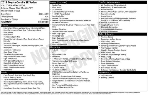 Classic Silver Metallic 2019 Toyota Corolla SE