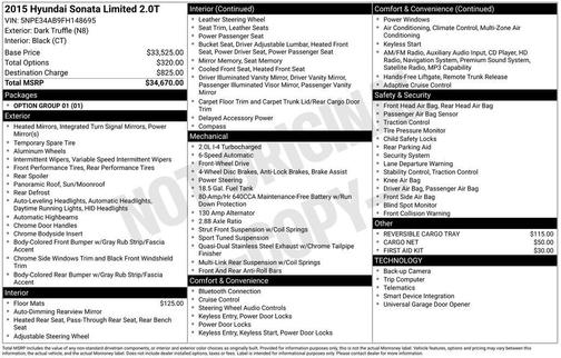 2015 Hyundai SONATA Limited 2.0T