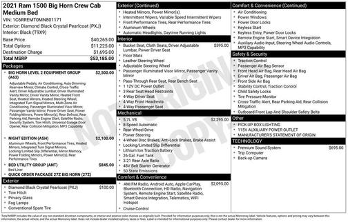 Diamond Black Crystal Pearlcoat 2021 RAM 1500 Big Horn/Lone Star