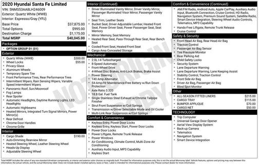 2020 Hyundai SANTA FE Limited 2.0T