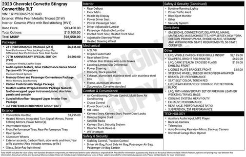 2023 Chevrolet Corvette Stingray w/3LT
