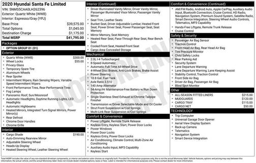 2020 Hyundai SANTA FE Limited 2.0T