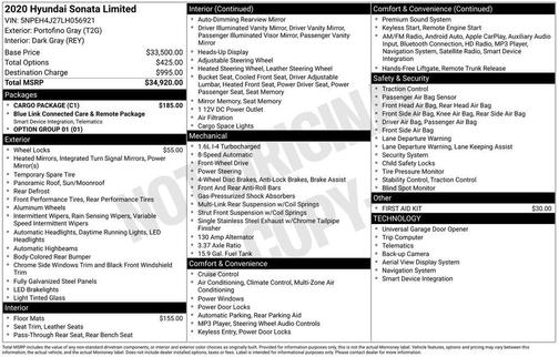 2020 Hyundai SONATA Limited