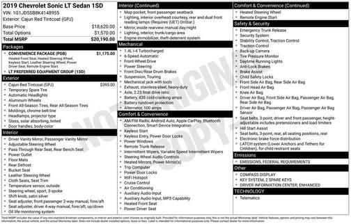 2019 Chevrolet Sonic LT
