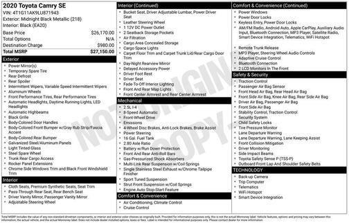 2020 Toyota Camry SE