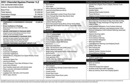 Summit White 2021 Chevrolet Equinox Premier w/1LZ