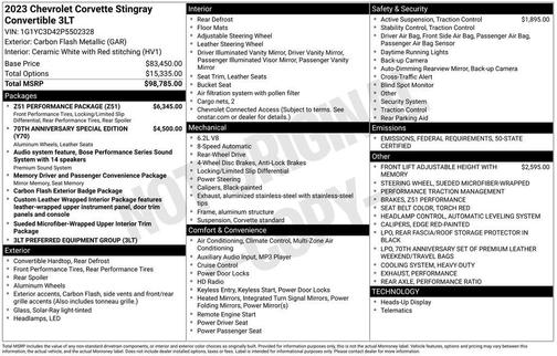 2023 Chevrolet Corvette Stingray w/3LT