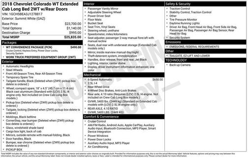 2018 Chevrolet Colorado WT