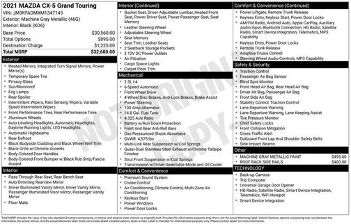 Machine Gray Metallic 2021 Mazda CX-5 Grand Touring