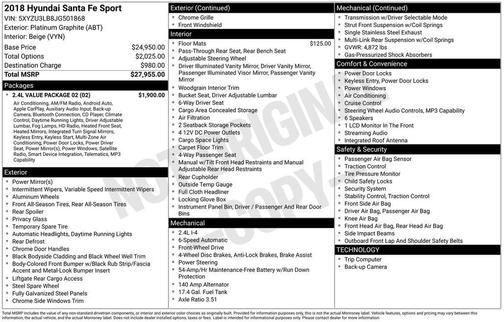 Platinum Graphite 2018 Hyundai Santa Fe Sport 2.4L