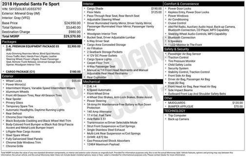 Mineral Gray 2018 Hyundai Santa Fe Sport 2.4L