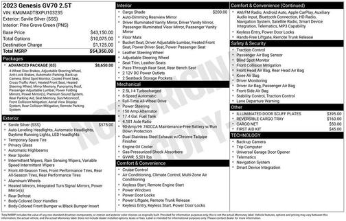 2023 Genesis GV70 2.5T AWD