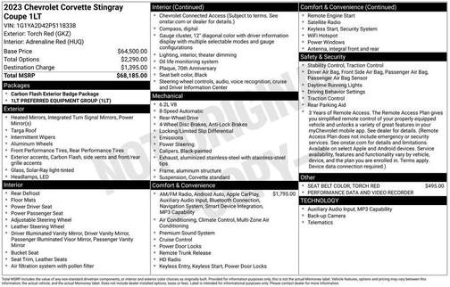 2023 Chevrolet Corvette Stingray w/1LT