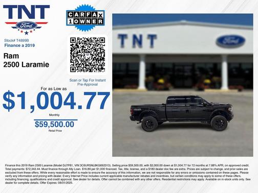 2019 RAM 2500 Laramie Mega Cab 4x4 6'4' Box