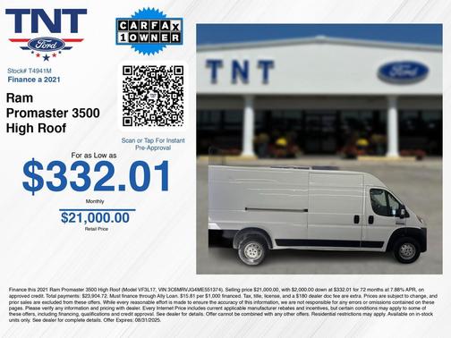 2021 RAM ProMaster 3500 High Roof
