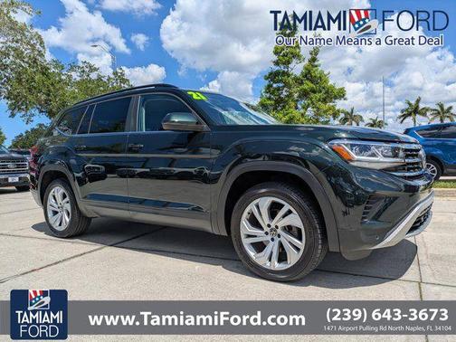 Racing Green Metallic 2021 Volkswagen Atlas 3.6L SE w/Technology