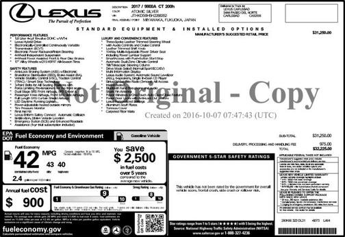 2017 Lexus CT 200h Base