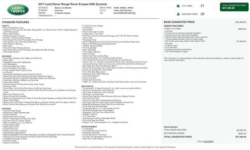 2017 Land Rover Range Rover Evoque HSE Dynamic