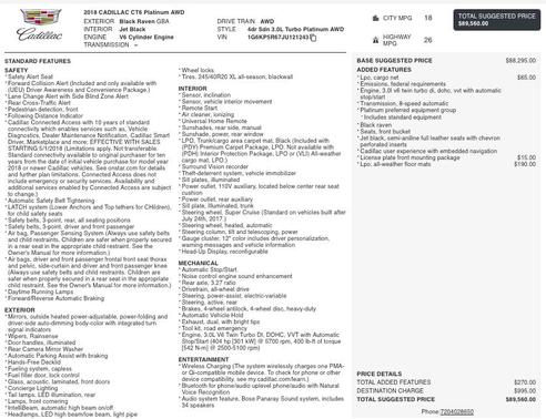 2018 Cadillac CT6 3.0L Twin Turbo Platinum