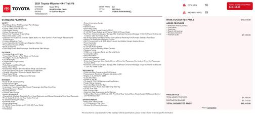 Super White 2021 Toyota 4Runner Trail