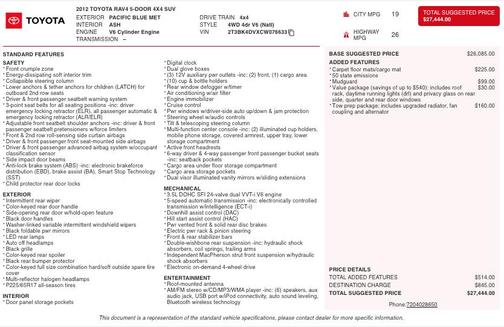 2012 Toyota RAV4 Base