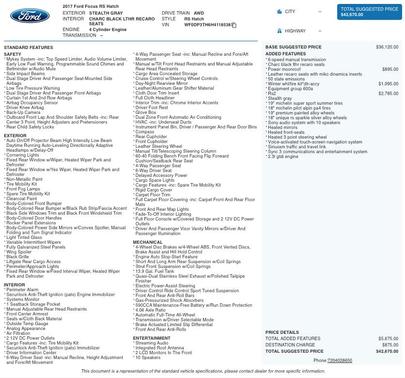 2017 Ford Focus RS Base