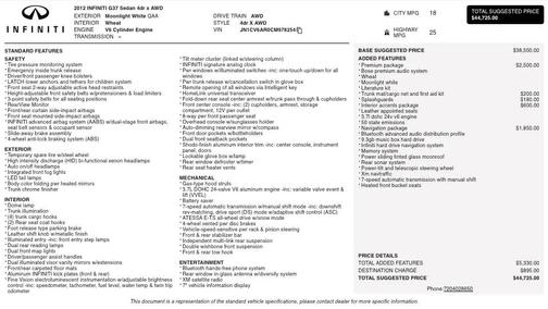 2012 INFINITI G37x Base