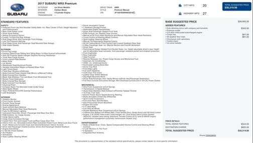 2017 Subaru WRX Premium
