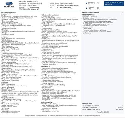 2017 Subaru WRX STI Limited