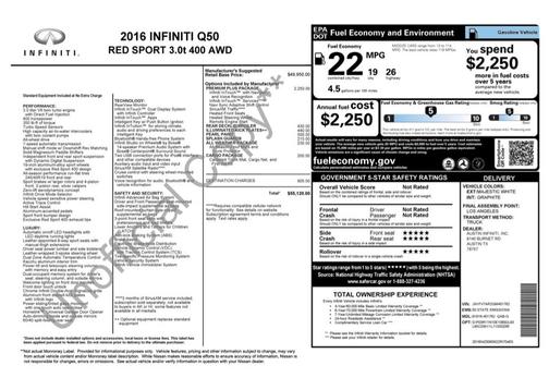 2016 INFINITI Q50 3.0t RED SPORT 400