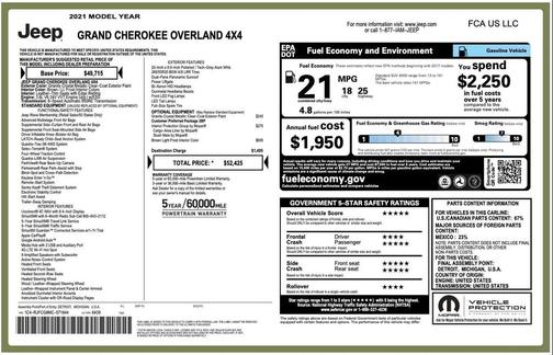 Granite Crystal Metallic Clearcoat 2021 Jeep Grand Cherokee Overland