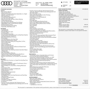 2014 Audi RS 7 4.0T Prestige