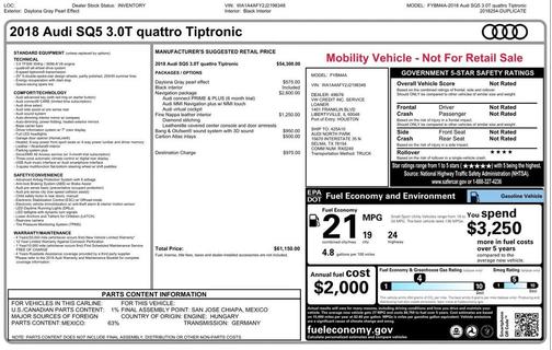 Gray 2018 Audi SQ5 3.0T Premium Plus
