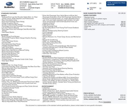 2014 Subaru Legacy Base