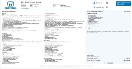 2012 Honda Odyssey Touring