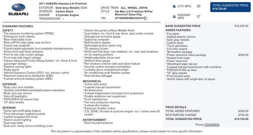 2011 Subaru Impreza 2.5 i Premium