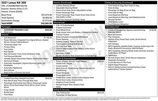 Atomic Silver 2021 Lexus NX 300 Base