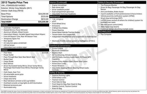 Winter Gray Metallic 2013 Toyota Prius Two