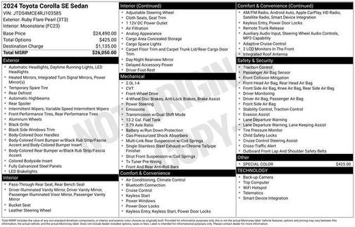 Ruby Flare Pearl 2024 Toyota Corolla SE