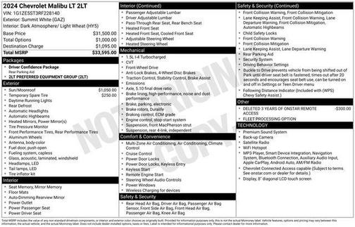 Summit White 2024 Chevrolet Malibu FWD 2LT