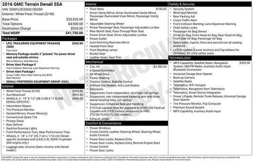 White Frost Tricoat 2016 GMC Terrain Denali