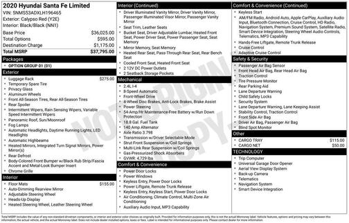 2020 Hyundai SANTA FE 2.4 Limited