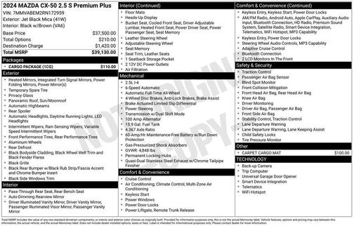 2024 Mazda CX-50 2.5 S Premium Plus Package